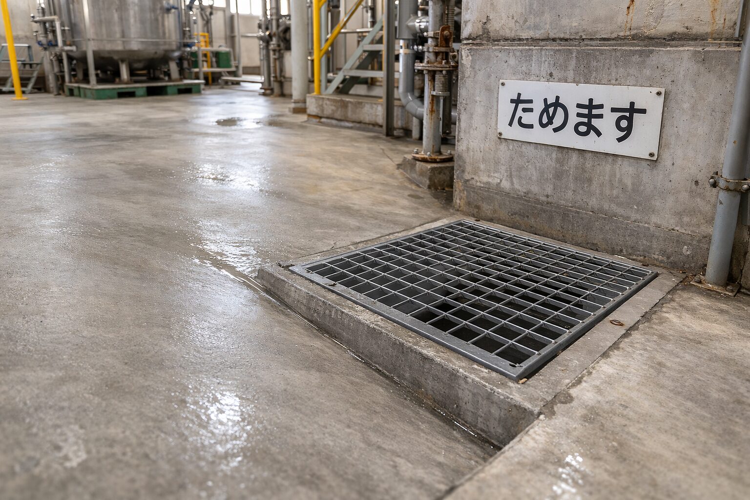 製造所の床に設けられた「ためます」（排水溝）