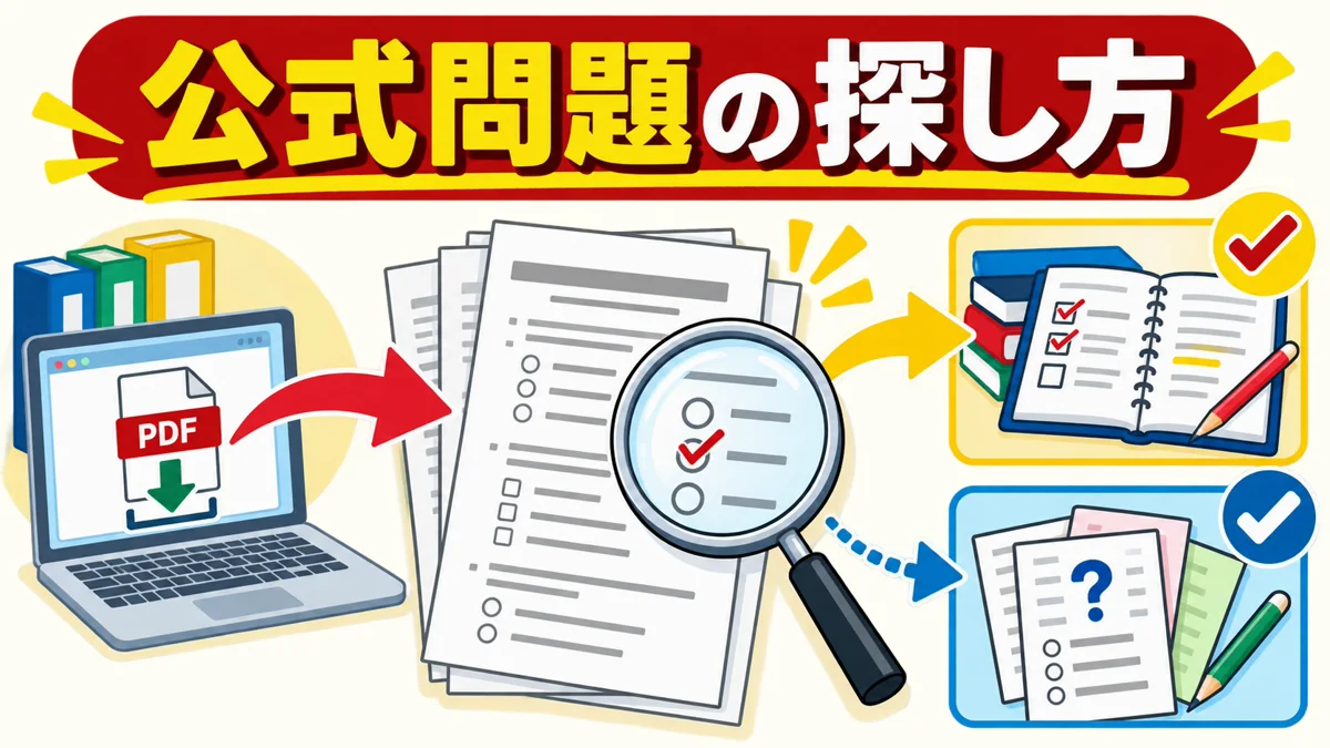 危険物取扱者試験の公式公開問題を探して学習に使う流れの図
